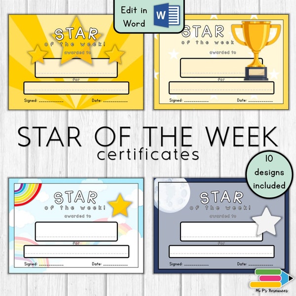 Star of the Week Certificates (bumper pack)