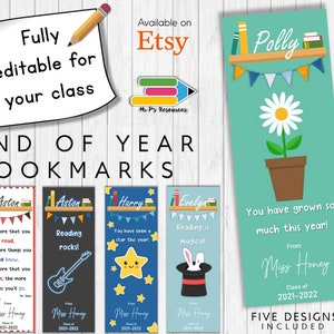 Personalised End of Year Bookmarks 2023