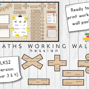 Mur de travail mathématique en toile de jute, année 3/4