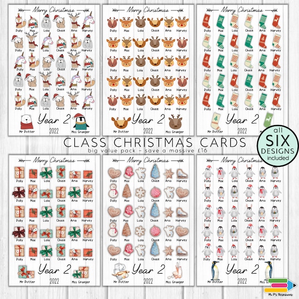 Personalised Class Christmas Card (BUMPER PACK)