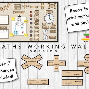 Présentoir mural de travail Maths (toile de jute)