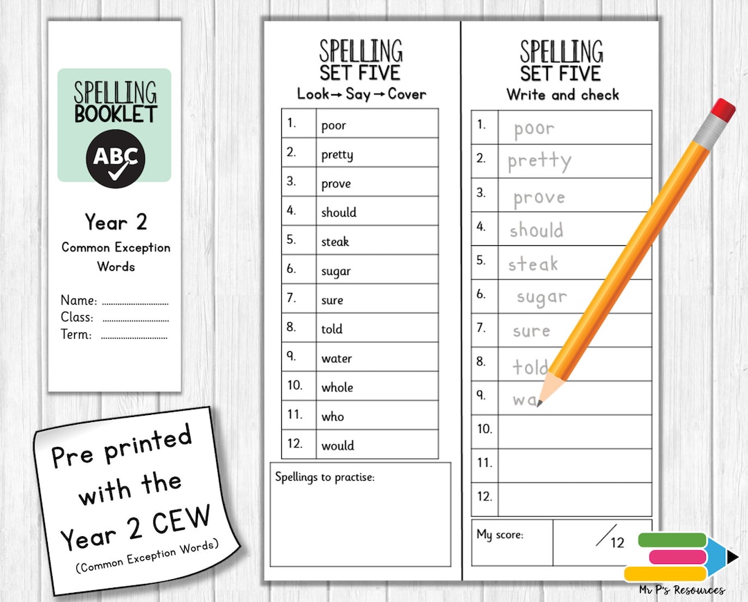 Year 2 Spelling Booklet Etsy