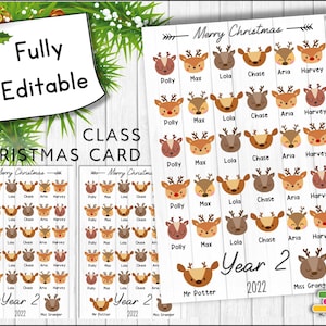 Personalisierte Klasse Weihnachtskarte (Santa's Reindeer)