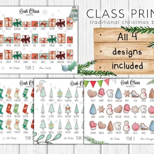 Christmas Class Prints - Traditional Bundle - Presents, Biscuits, Stockings & Trees