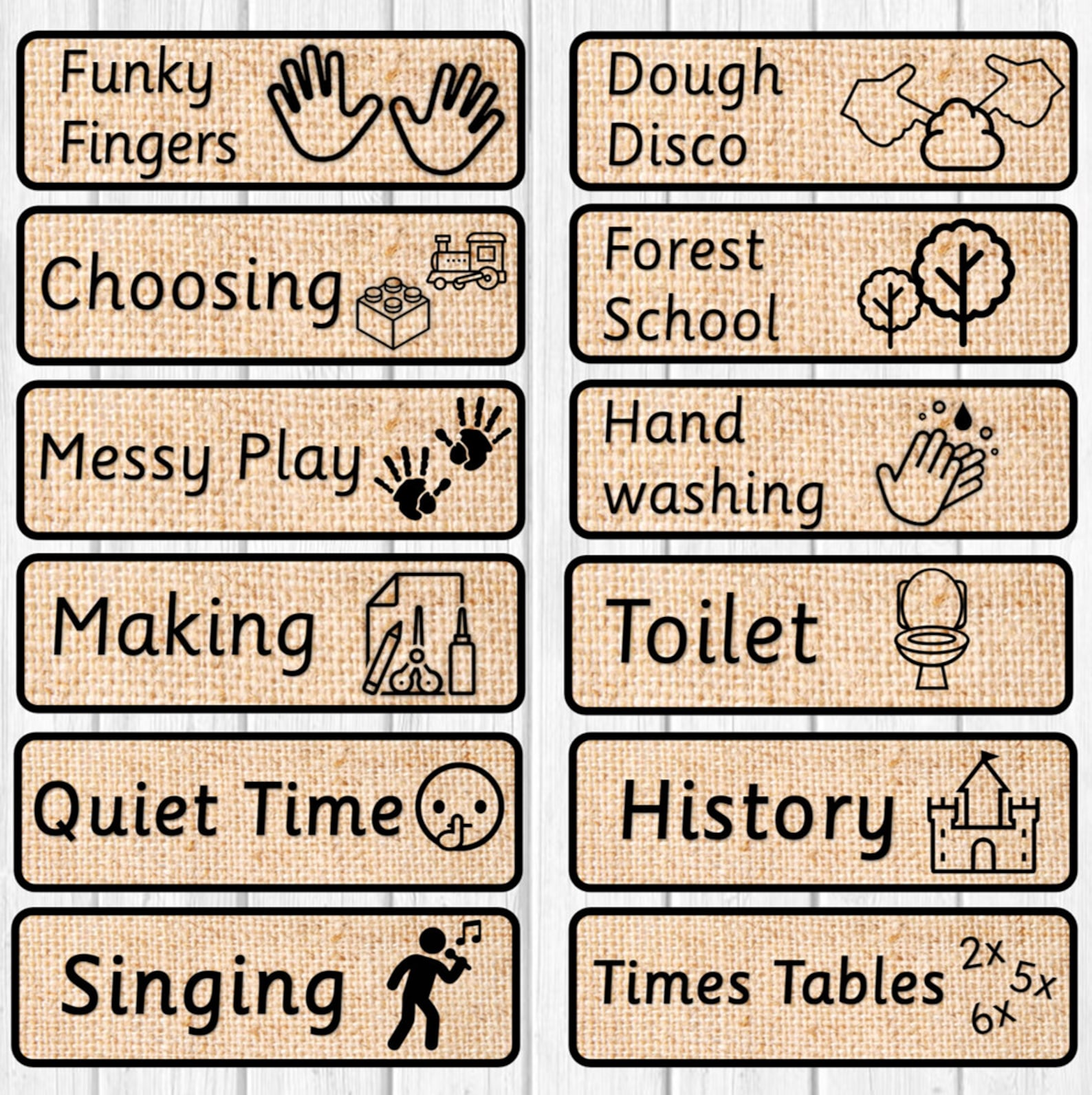 Hessian Visual Timetable (digital) - Etsy UK