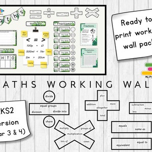 Mur de travail de mathématiques, année 3/4