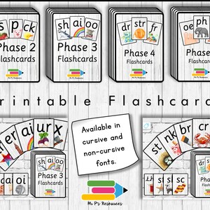 Tarjeta didáctica de fonética imprimible (paquete)