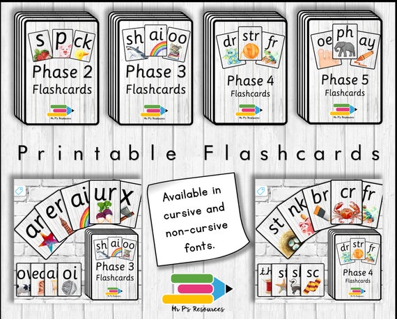 printable phonics flashcard bundle etsy ireland