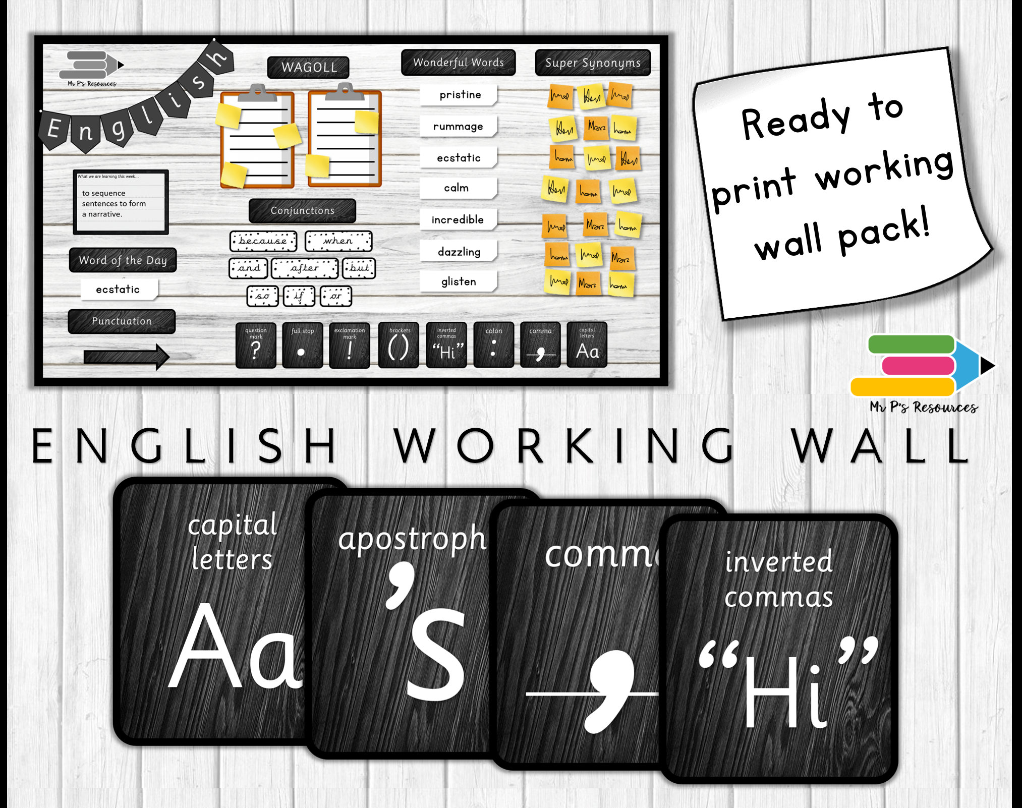 English Working Wall Display B&W Etsy UK