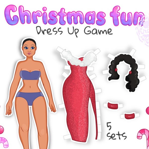 Printable Paper Doll Dress Up Set | Christmas and New Year Collection | PDF | Instant Download | Cutout Paper Craft Tools For Girls