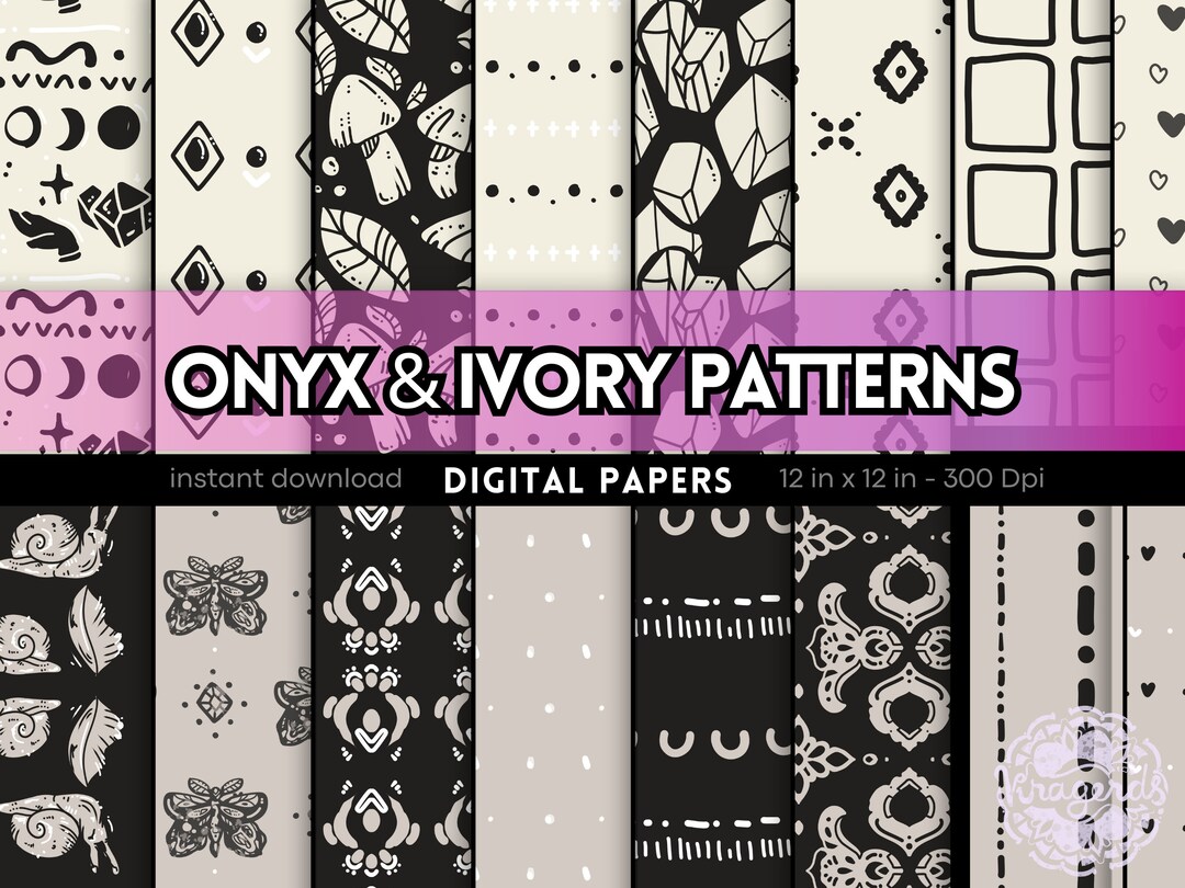 Printable Christmas Wrapping Paper Black & Ivory Digital Etsy