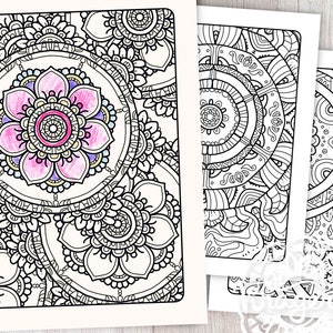 Pagine da colorare stampabili Mandala / PDF / Colorazione consapevole / Terapia della colorazione / Pagine da colorare digitali / Terapia artistica / Download istantaneo