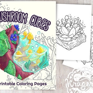 Mushroom Cubes | PDF | Printable Coloring Pages | Instant Download | Digital File Fantasy Coloring Book | Magic Mushrooms