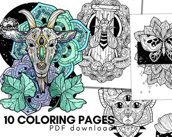 Mythical Nature Printable Coloring Pages for Adults | PDF | Instant Download | Fantasy | Mandala | Relaxing Mythographic Coloring Therapy