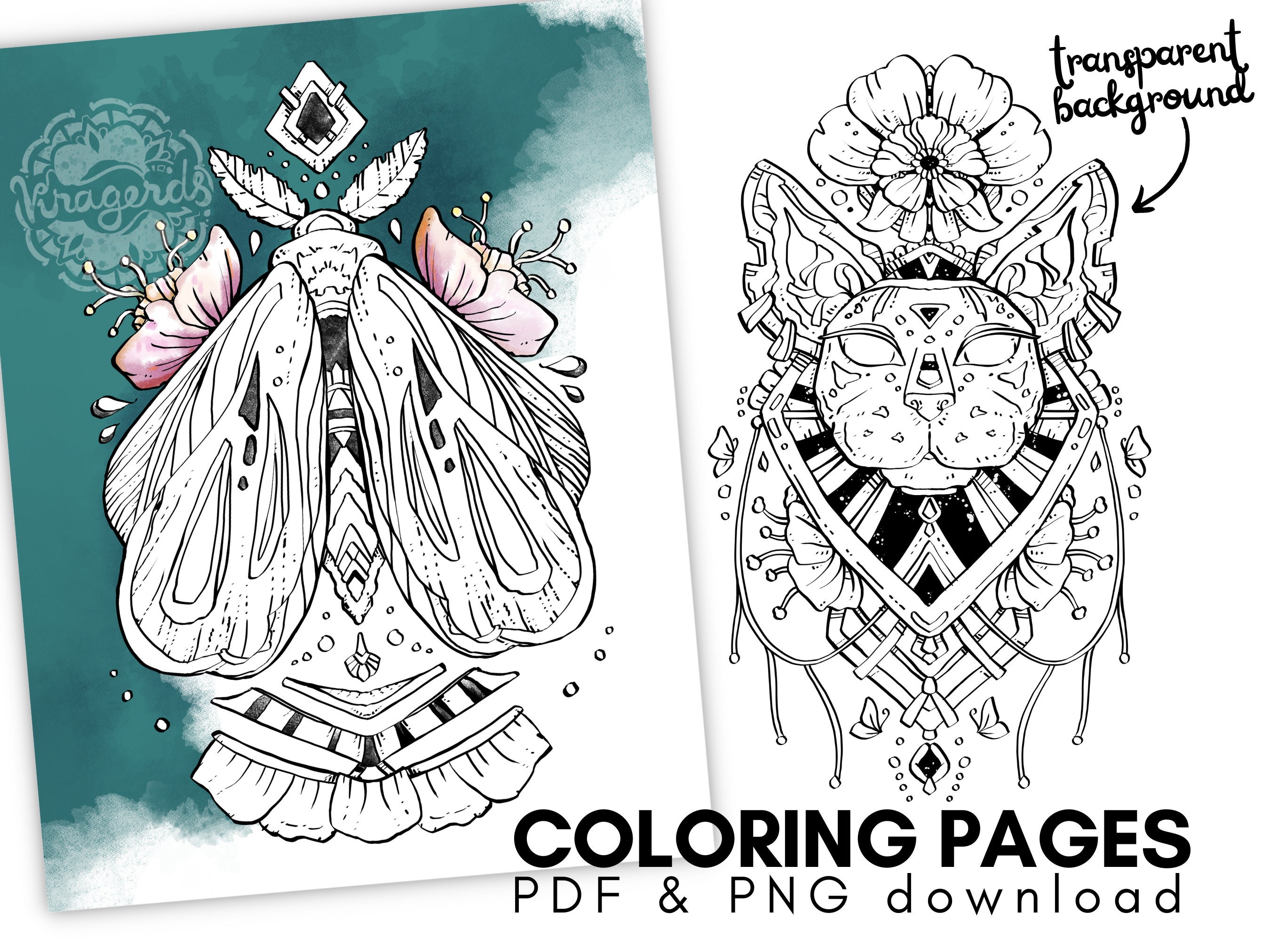 Printable Tattoo Coloring Pages for Adults PDF PNG Digital File