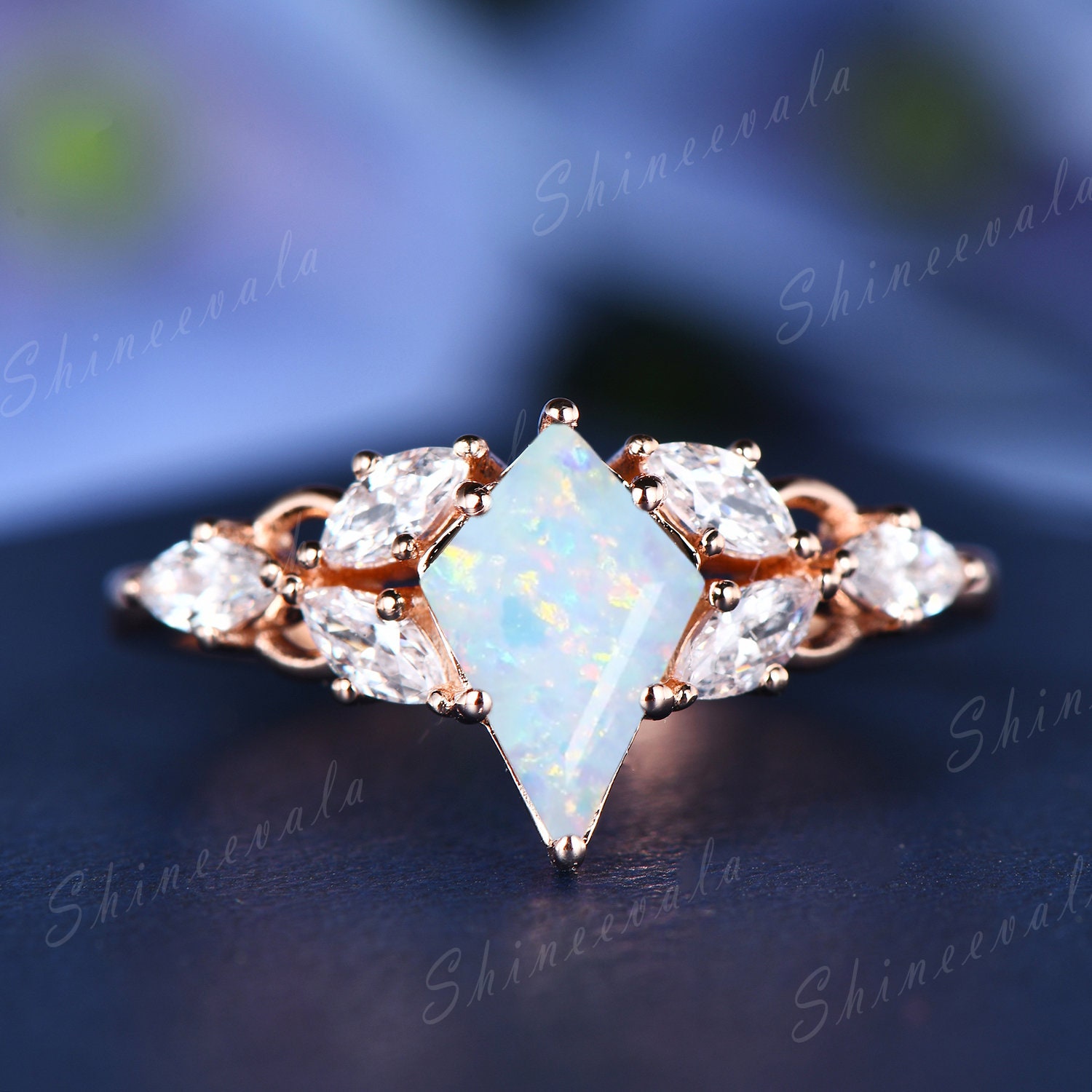 Lvy Opal Ring Rose Filled Gold Ring Opal Jewelry Dainty Engagement 