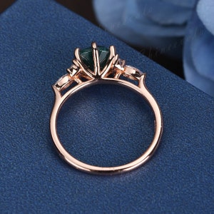 Vintage Alexandrite Ring Rose Gold Silver Alexandrite Engagement Ring Flower Marquise Cut Diamond Wedding Ring For Women Promise Ring image 8