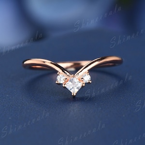 Enhancer Curved Wedding Band Gold Silver Moissanite Matching Band Princess Cut Moissanite Or CZ Diamond Wedding Ring Stacking Rings