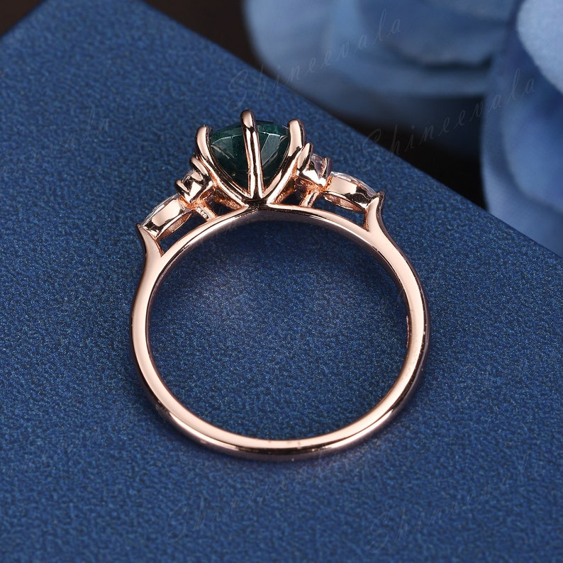 Vintage Alexandrite Ring Rose Gold Silver Alexandrite Engagement Ring Flower Marquise Cut Diamond Wedding Ring For Women Promise Ring image 4