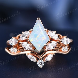 Lvy Opal Ring Rose Filled Gold Ring Opal Jewelry Dainty Engagement Ring Promise Minimalist Wedding Band Women Diamond Ring Handmade