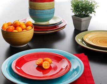 multi color dinnerware set