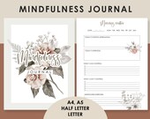 100 Pages Mindfulness Journal Printable, Personal Journal, Gratitude Journal, Instant Download PDF Files, inner peace and positive habits