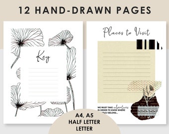 Bullet Journal en Planner-inzetstuk voor 2022 | Afdrukbare plannerbundel | Handgemaakte sjabloon voor Bullet Journal | Direct PDF-bestanden downloaden