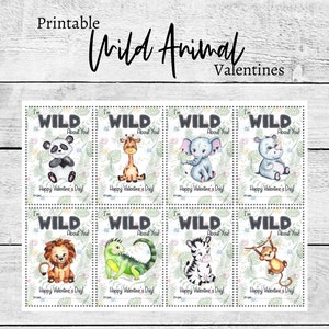 Printable Wild Animal Valentines - Cute Printable Valentine's for Kids - Instant Download Valentines - PDF Printable Valentines