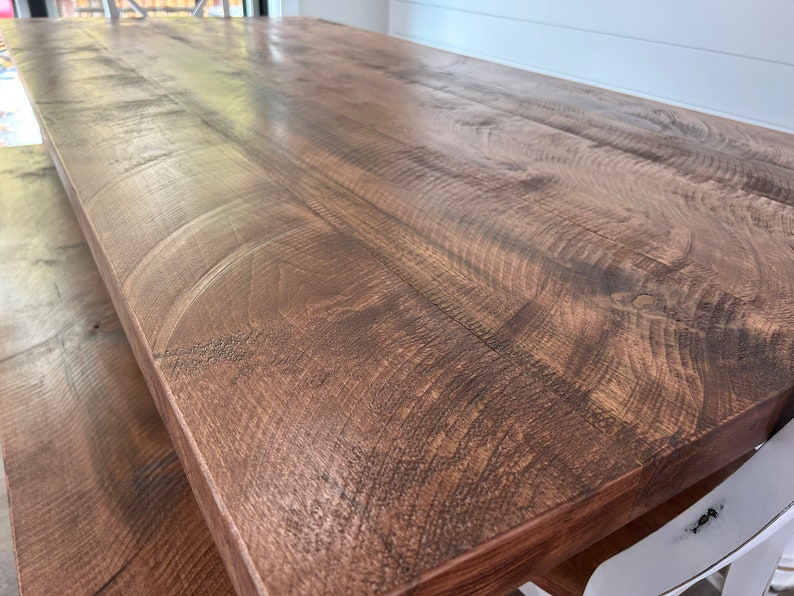 Farmhouse Solid Oak Top Dining Table - Thumbnail 4