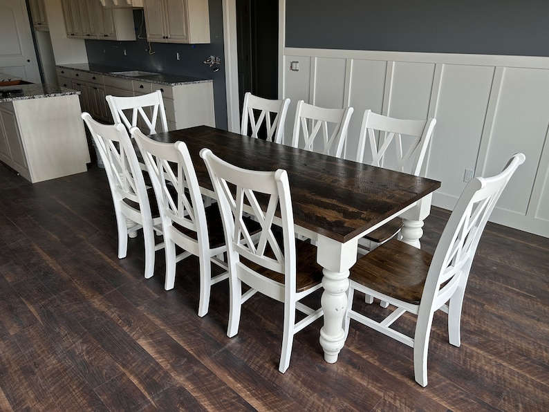 Farmhouse Solid Oak Top Dining Table