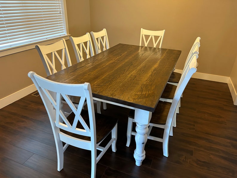 Farmhouse Solid Oak Top Dining Table - Thumbnail 3