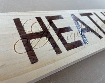 Customized Name Plaque.  Custom Name and phrase. CNC Hardwood Inlay "Angel Wife and Mother" Routed out