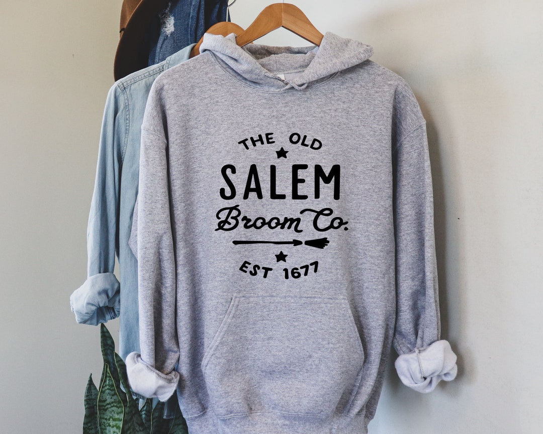 Old Salem Broom Company Hoodie, Witch Hooded Sweatshirt, Salem Broom Co