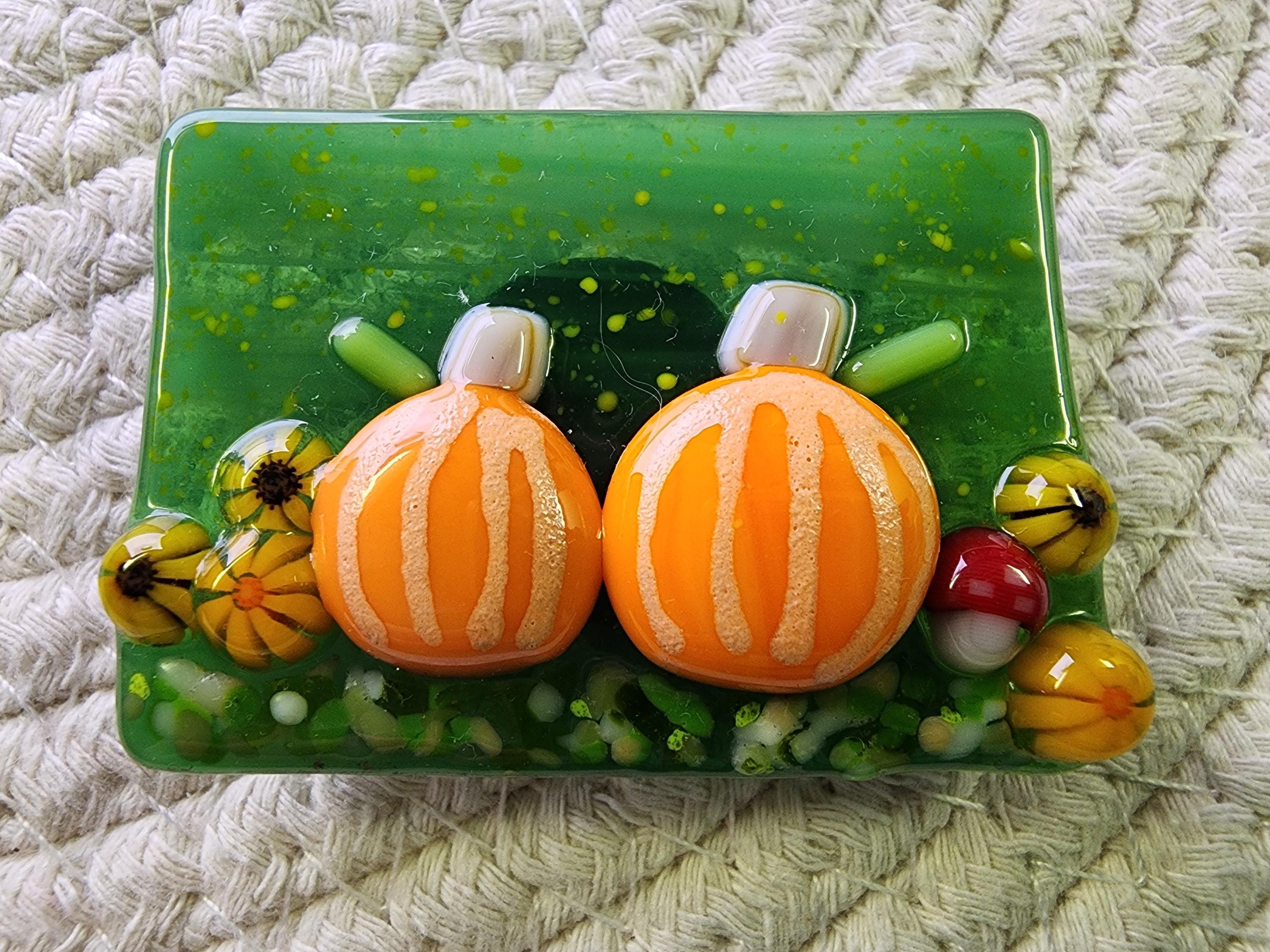 Fused Glass Murrini Magnet Pumpkin Patch in Autumn Fall - Etsy