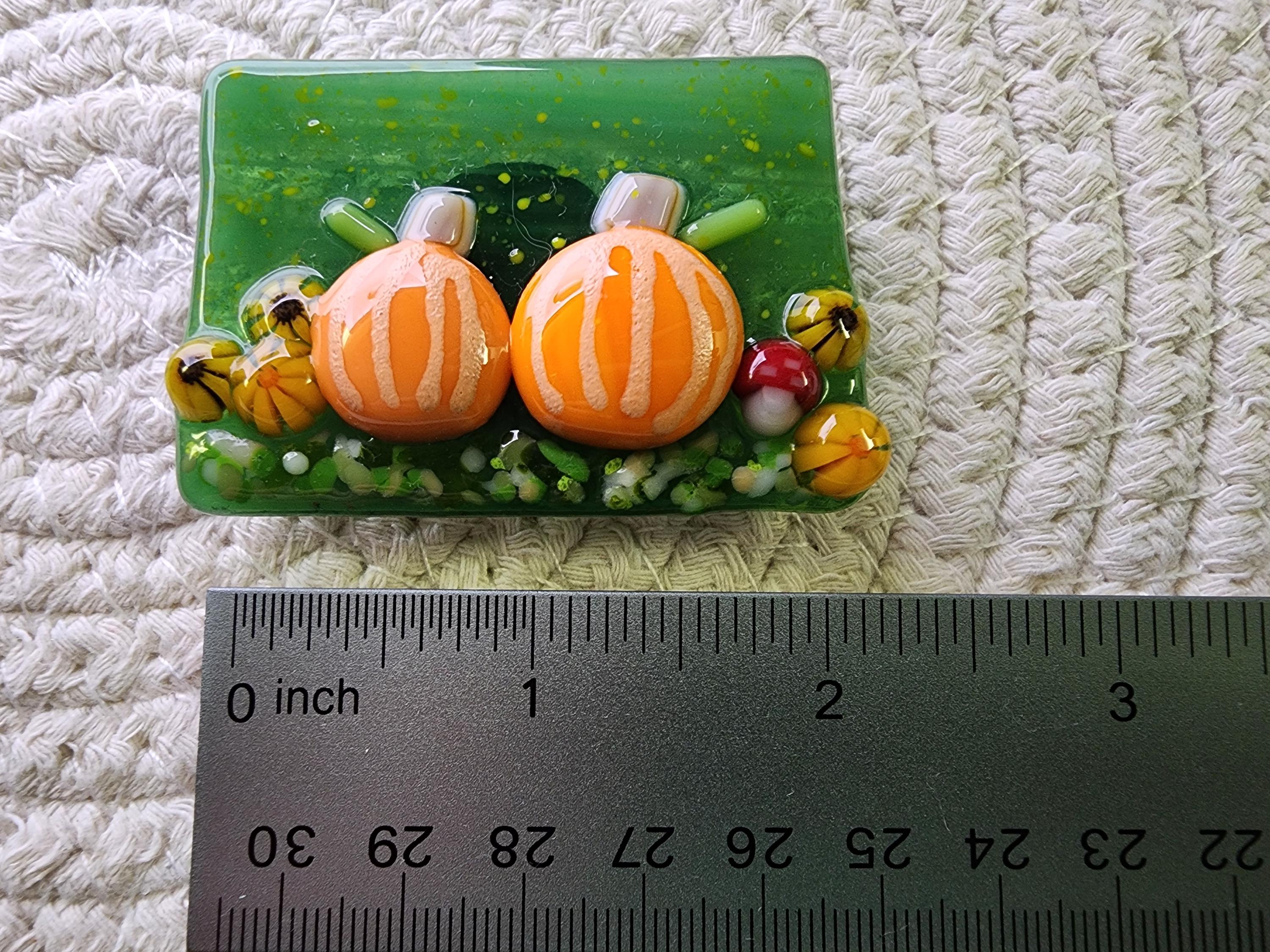 Fused Glass Murrini Magnet Pumpkin Patch in Autumn Fall - Etsy