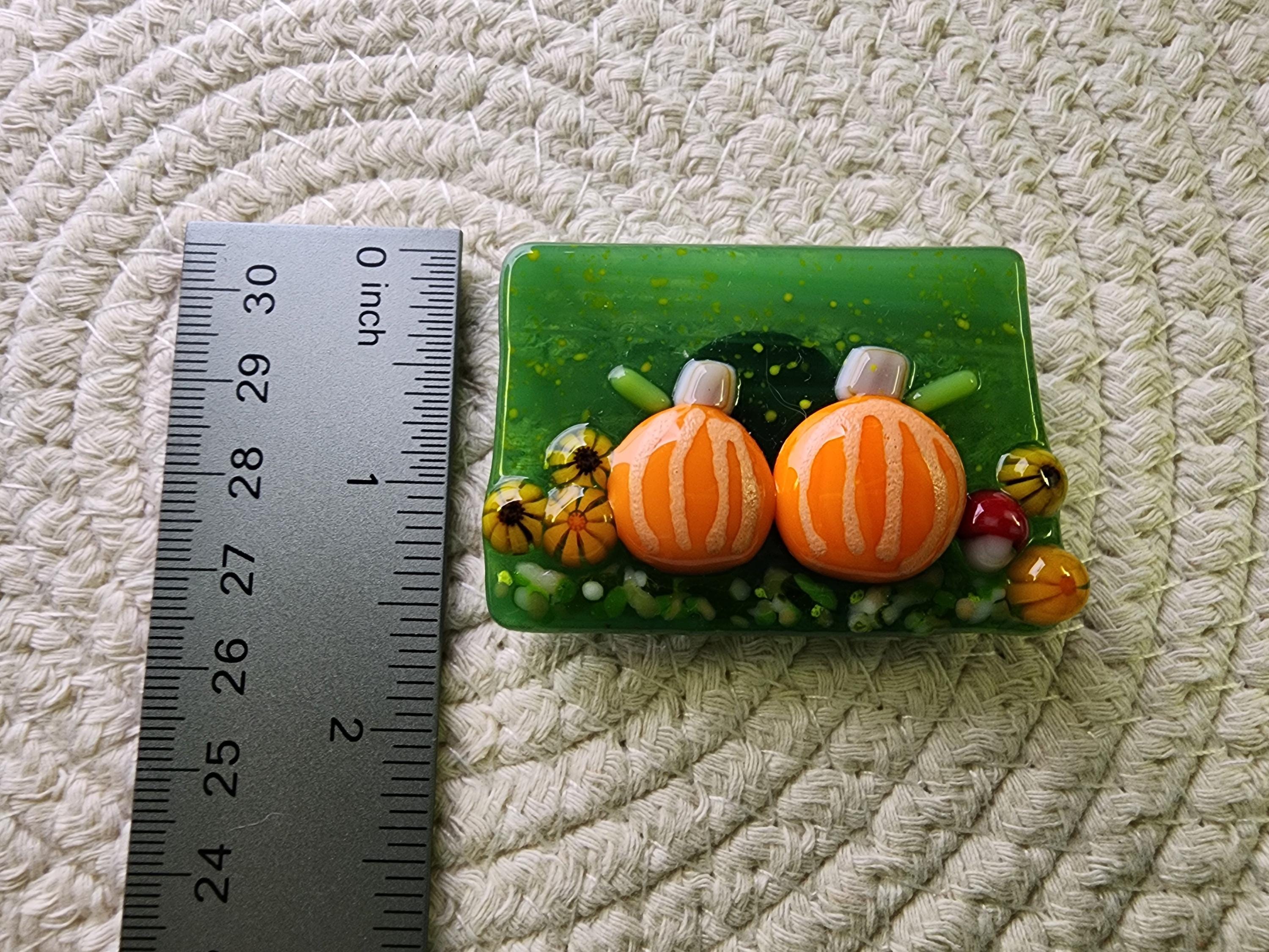 Fused Glass Murrini Magnet Pumpkin Patch in Autumn Fall - Etsy