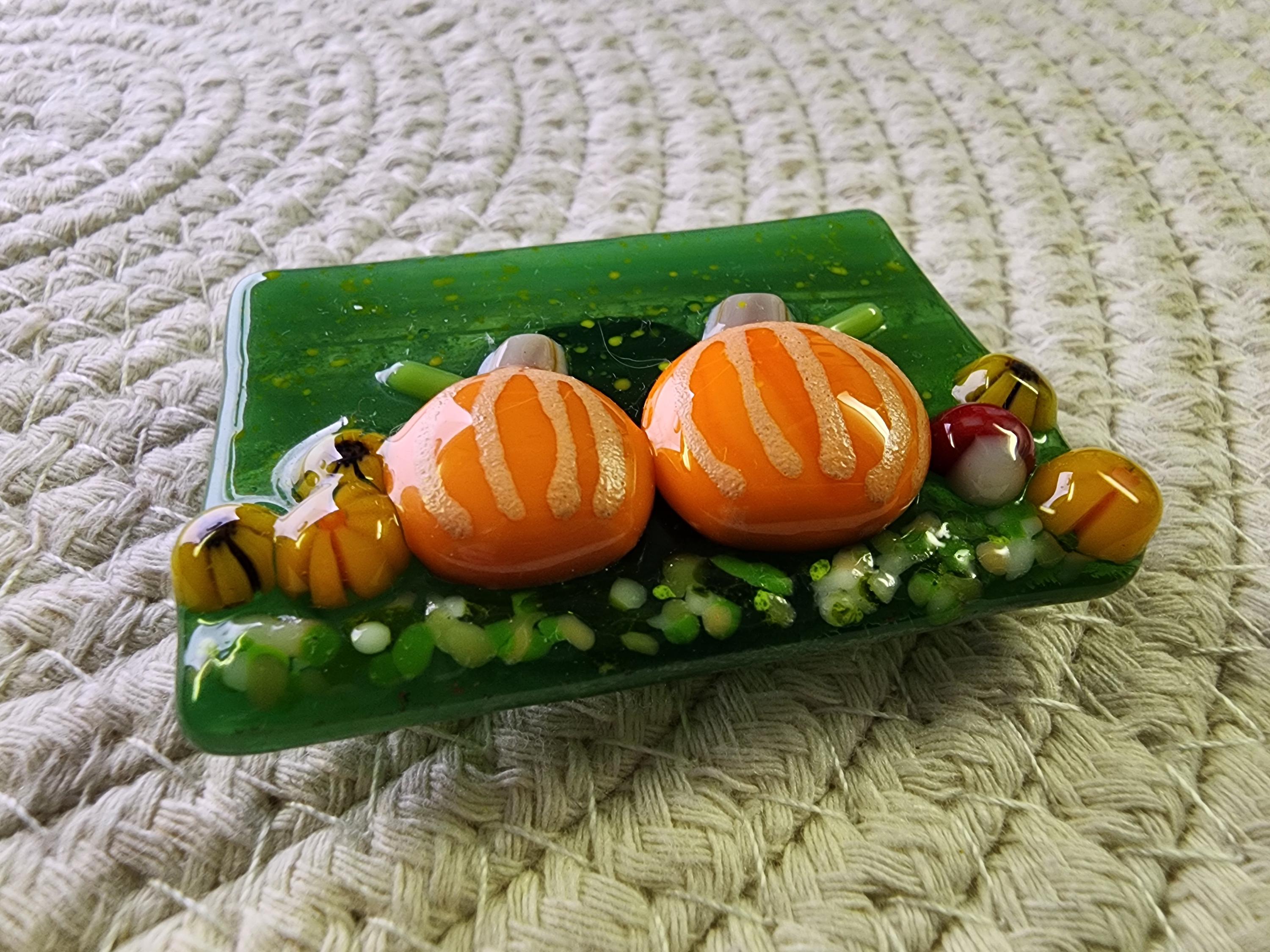 Fused Glass Murrini Magnet Pumpkin Patch in Autumn Fall - Etsy