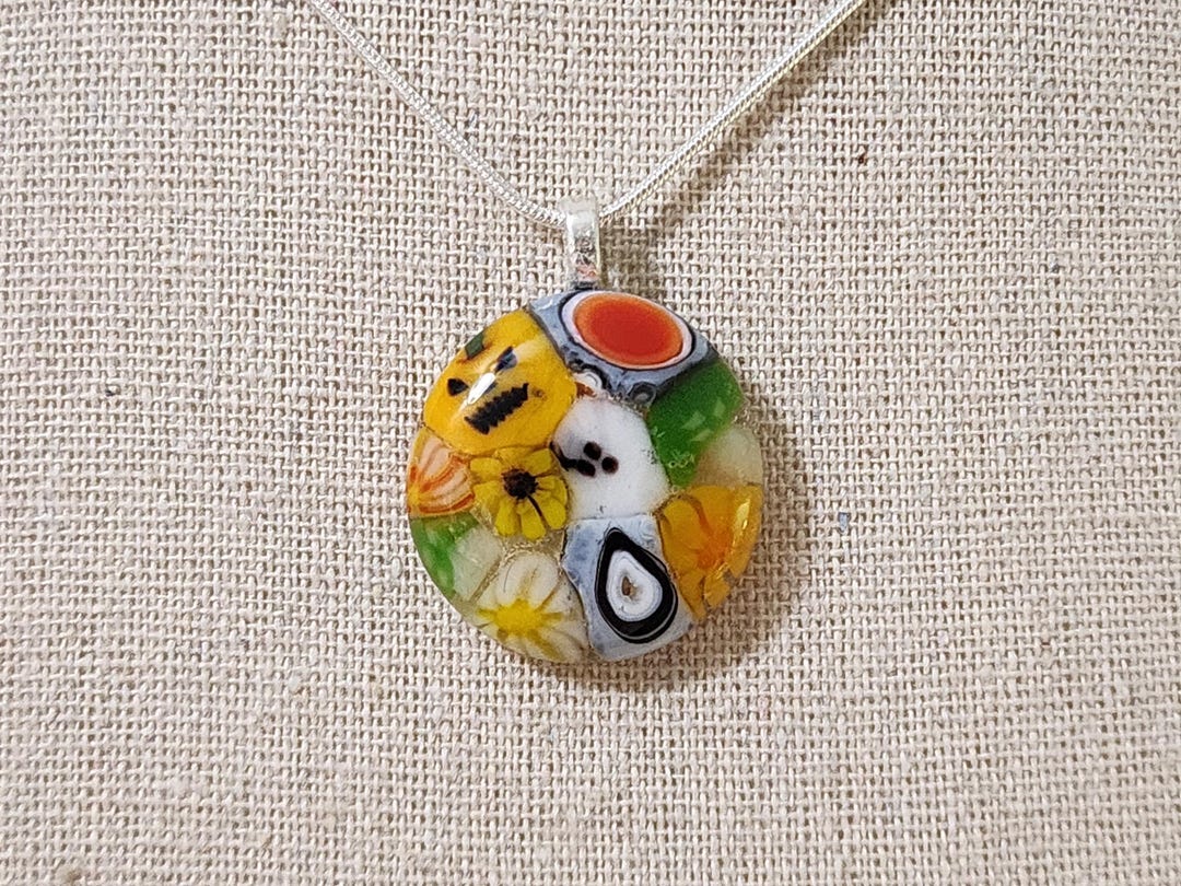 Fused Glass Murrini Halloween Pendant Necklace With Chain - (#48) Ghost ...
