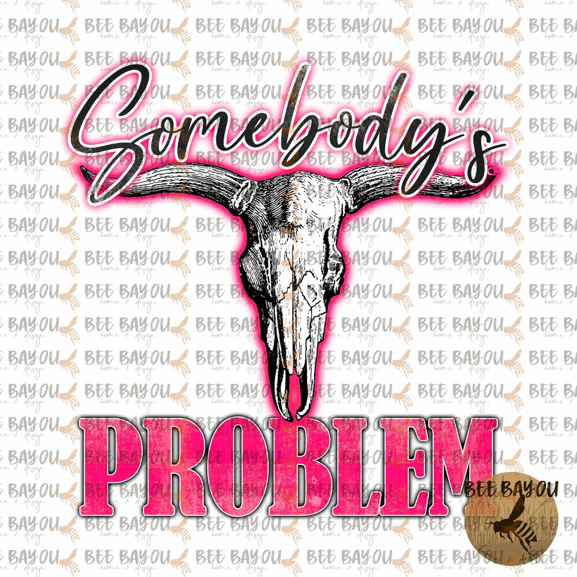 Bull Skull Hot Pink Neon Somebody’s Prob Sublimation - Etsy