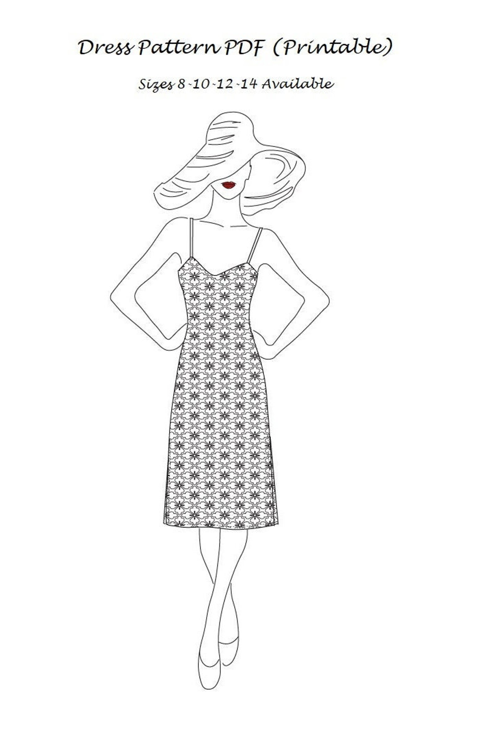Dress Pattern PDF printable Sizes 8101214 Available Etsy