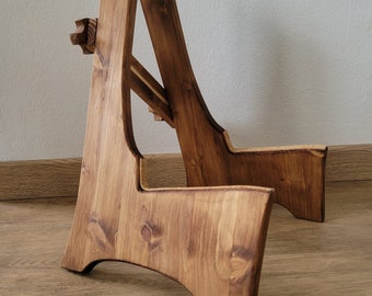 Supporto per chitarra in legno naturale - Supporto pieghevole realizzato a mano compatibile con chitarra acustica, elettrica e basso - Ideale per musicisti - Modello tinto e oliato