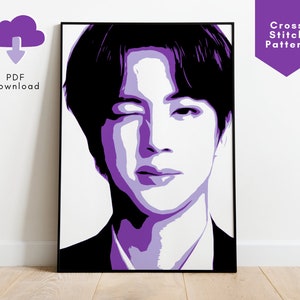 BTS Kim Seokjin Jin Cross Stitch Pattern, Jin Merch, BTS Army Gift Ideas, BTS Cross Stitch, Jin Gift