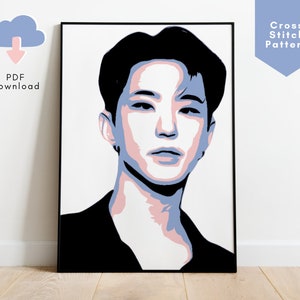 Kpop Seventeen Hoshi Cross Stitch Pattern, Seventeen Hoshi PDF Pattern, Kpop Seventeen Merch, SVT Merch, SVT Hoshi Gift, svt Gift
