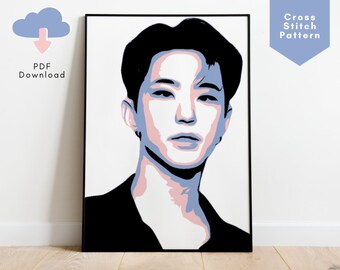 Kpop Seventeen Hoshi Cross Stitch Pattern, Seventeen Hoshi PDF Pattern, Kpop Seventeen Merch, SVT Merch, SVT Hoshi Gift, svt Gift