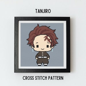 Demon Slayer Tanjiro Cross Stitch Pattern, Anime Cross Stitch PDF, Anime Demon Slayer Gift, Anime Pattern, Anime Fan, Cross Stitcher Anime