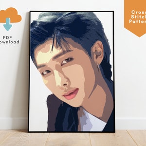 BTS RM Kim Namjoon Cross Stitch Pattern, BTS Army Gift Ideas, Kpop Gift, Kim Namjoon Gift