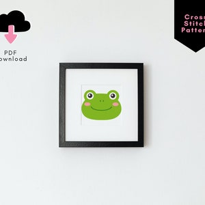 Green Frog Cross Stitch Pattern, Mini Frog Cross Stitch, Tiny Animals Cross Stitch, Nursery Cross Stitch, Easy Cross Stitch, Cross Stitcher