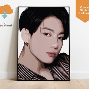 BTS Jungkook Jeon Jungkook Cross Stitch Pattern, Jungkook Merch, BTS Army Gift Ideas, BTS Cross Stitch