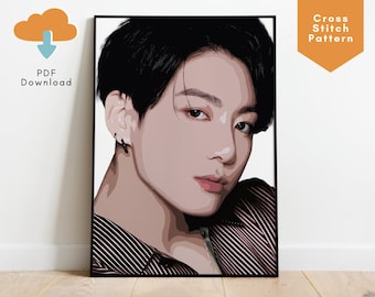 BTS Jungkook Jeon Jungkook Cross Stitch Pattern, Jungkook Merch