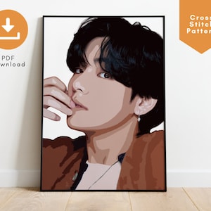 BTS V Kim Taehyung Cross Stitch Pattern, BTS Army Gift Ideas, BTS Cross Stitch, Kpop Gift